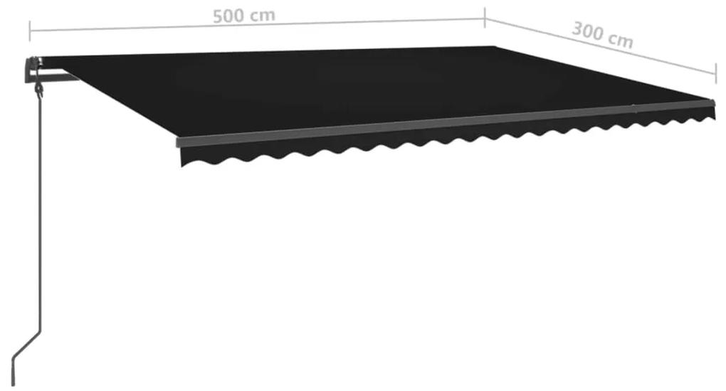 Tenda da Sole Retrattile Automatica con Pali 5x3 m Antracite