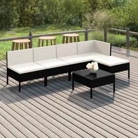 Set Divani da Giardino 6 pz con Cuscini in Polyrattan Nero cod mxl 38332