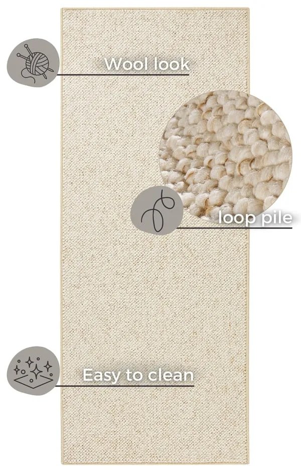 Passatoia color crema 80 x 300 cm Wolly - BT Carpet