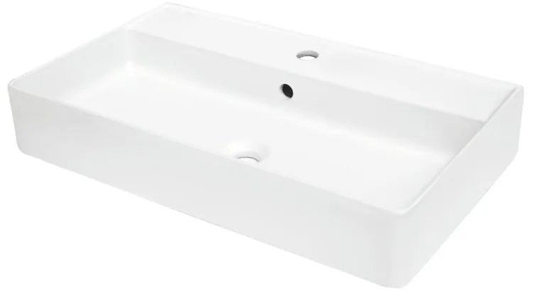 Lavabo da incasso con bordo a vista quadrato vasca centrale Easy L 71 x H 12 x P 41 cm in porcellana bianco