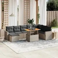 Set Divano da Giardino 9 pz con Cuscini Grigio in Polyrattan 3271452