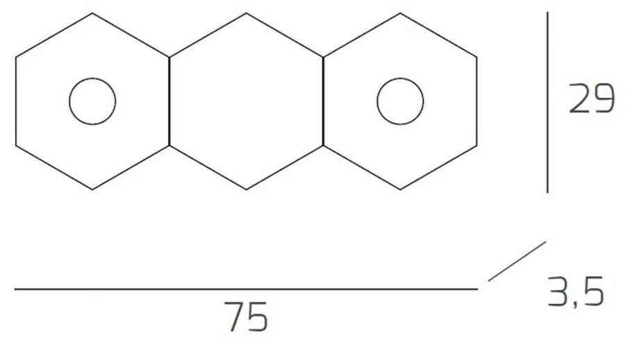 Plafoniera Moderna 3 Moduli Hexagon Metallo Grigio 2 Luci Led 12X2W