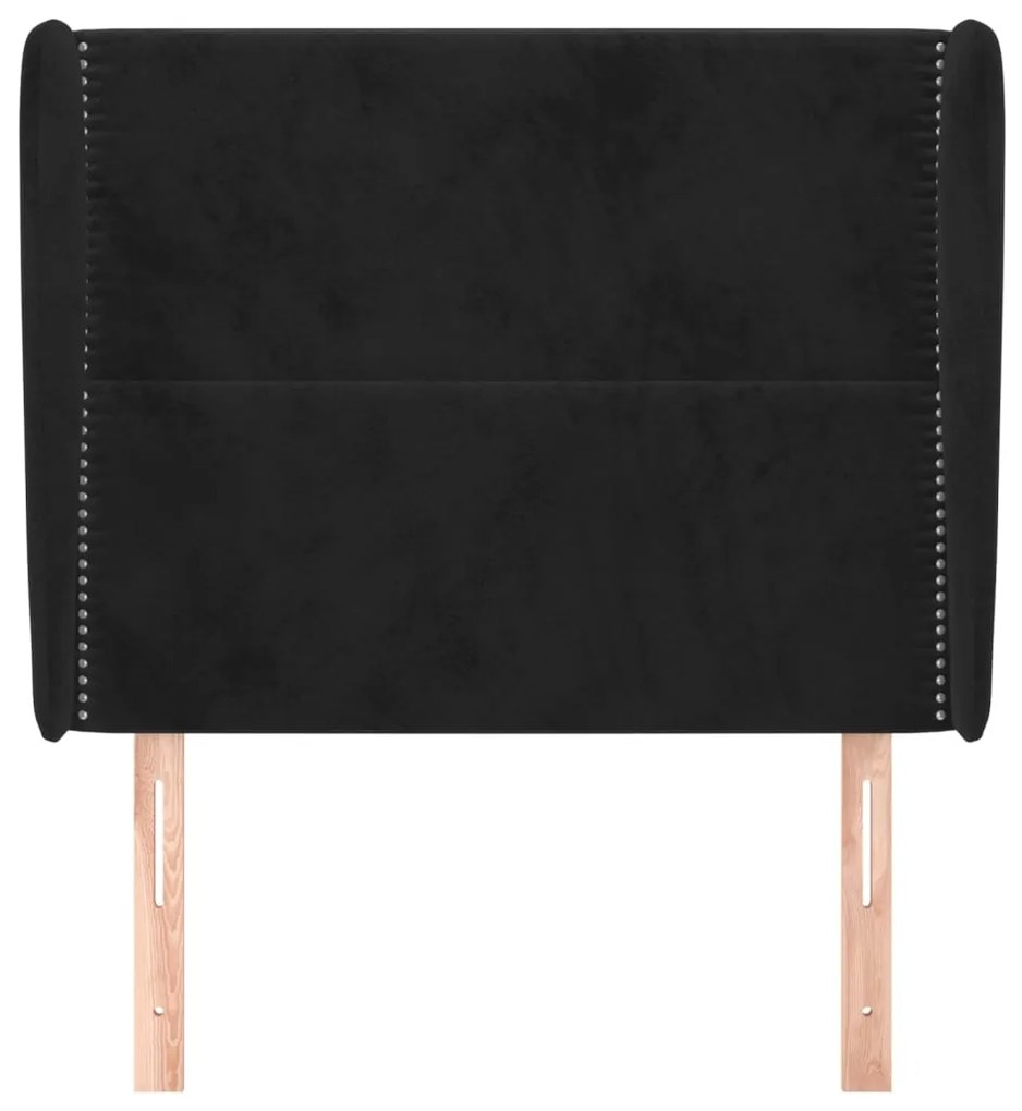 Testiera ad orecchio nera 103x23x118/128 cm in velluto