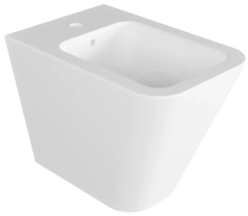 Bidet a Terra Azzurra Ceramica Filo Muro Bianco Lucido "Build"