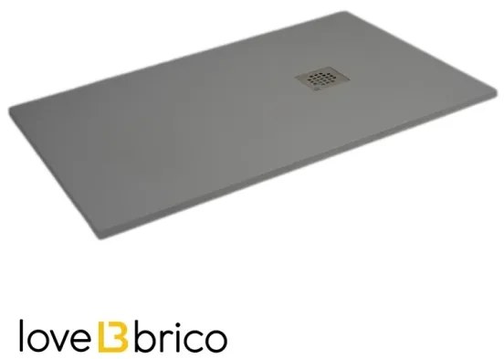 Piatto doccia in mineralmarmo 70x120 cm grigio chiaro effetto pietra con griglia e piletta sifonata