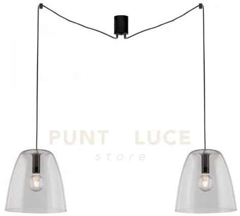 Lampadario a sospensione ares trasparente 2 luci attacco e27 2x250c...