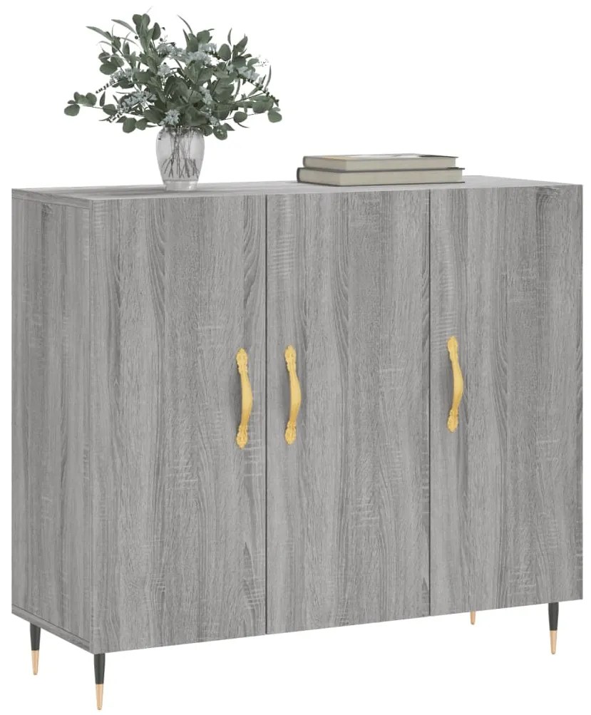 Credenza grigio sonoma 90x34x80 cm in legno multistrato