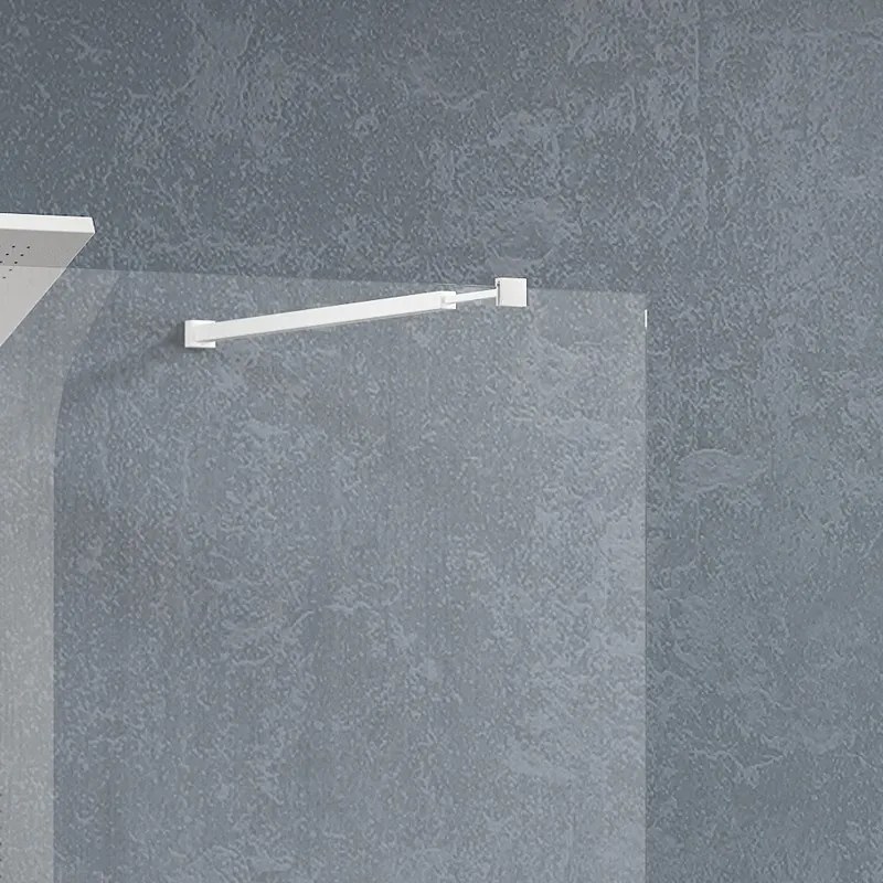 Kamalu - Parete doccia walkin 120cm staffe bianche vetro trasparente KW3000B