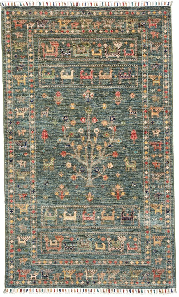 Samarkand Tappeto 100 x 160 Verde (Pakistan) Annodato A Mano
