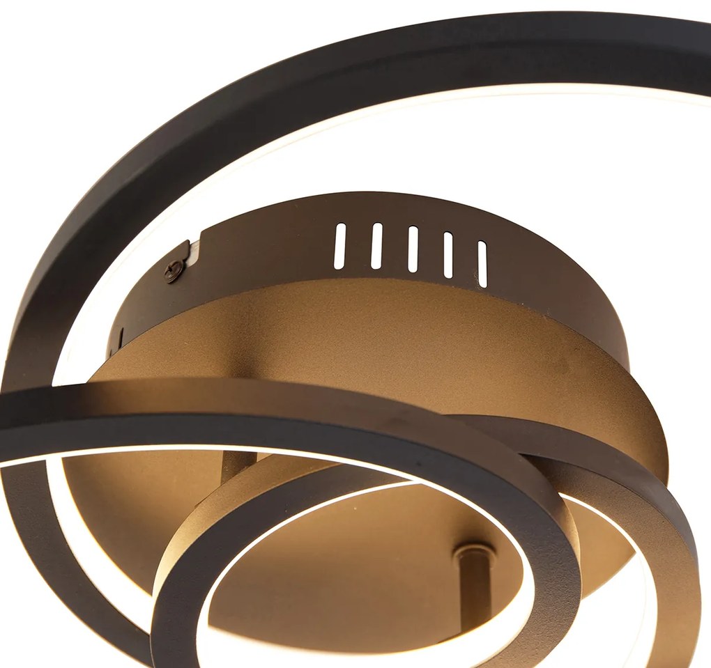 Plafoniera nera 45 cm con LED dimmerabile a 3 livelli - Rowin