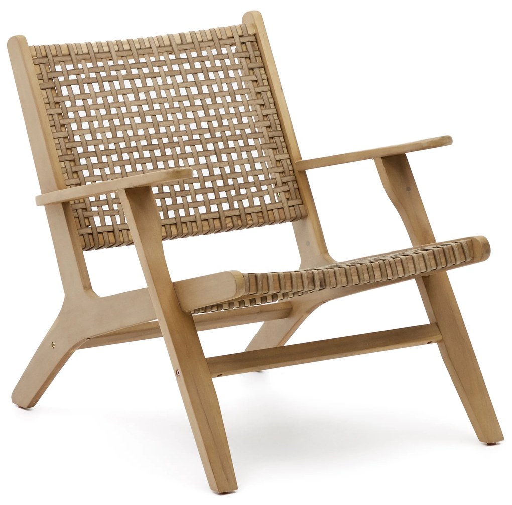 Kave Home - Poltrona Grignoon in legno massello di acacia e rattan intrecciato FSC 100%