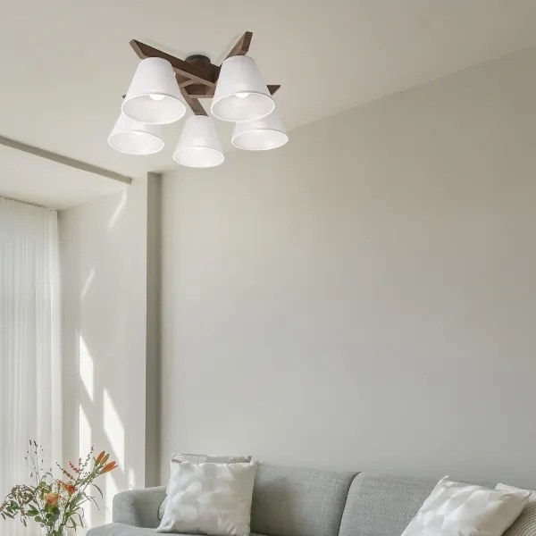 Brilagi - Lampadario LED ANTHONY 5xE14/40W/230V rovere/noce/bianco