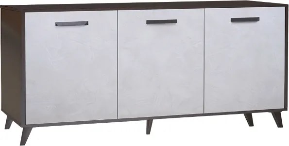 Madia in legno 160 cm a 3 ante Cemento Chiaro e struttura Antracite - LAELA