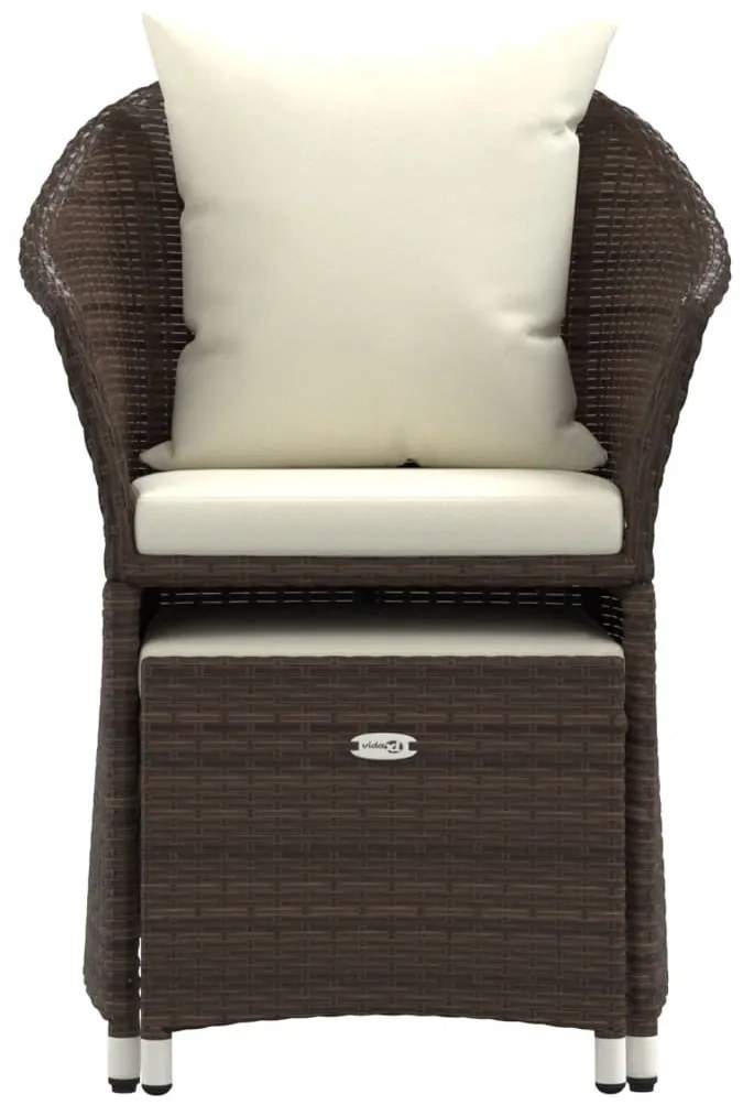 Set divani da giardino 2 pz con cuscini in polyrattan marrone