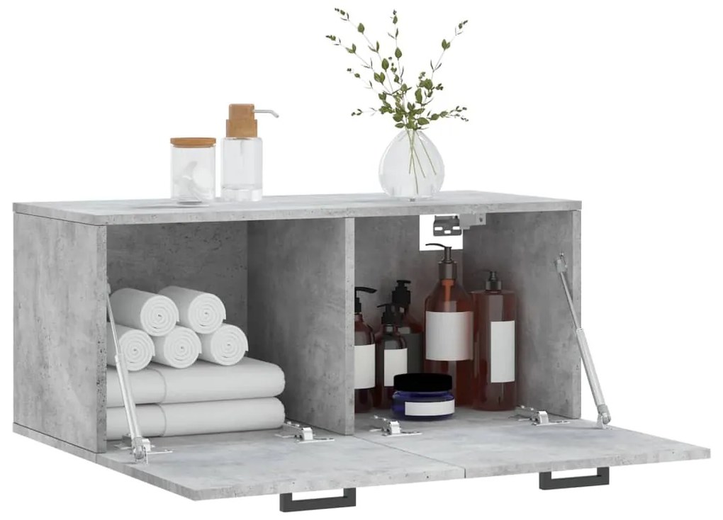 Mobile a parete grigio cemento 80x36,5x35 cm legno multistrato