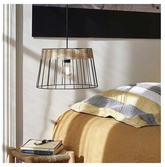 Lampadario Boho Indah nero rattan E27 COREP