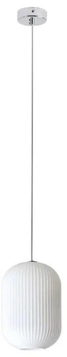 Lampadario Glamour Rebecca cromo paralume bianco E27 Ø24cm NOVECENTO