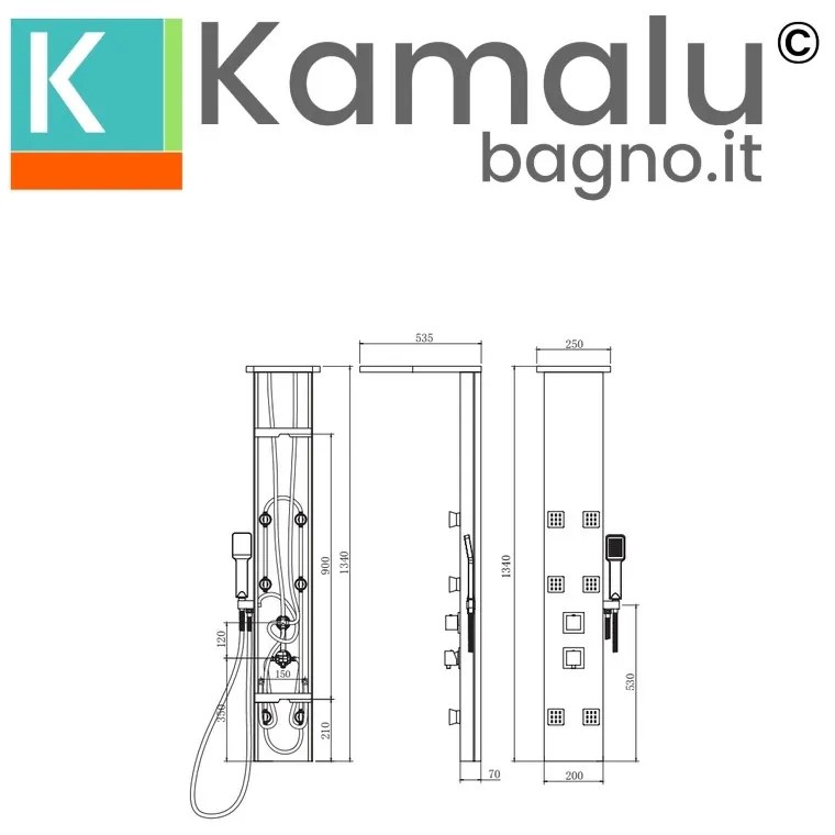 Kamalu - colonna doccia effetto cascata in abs finitura cromata | kaman-5050