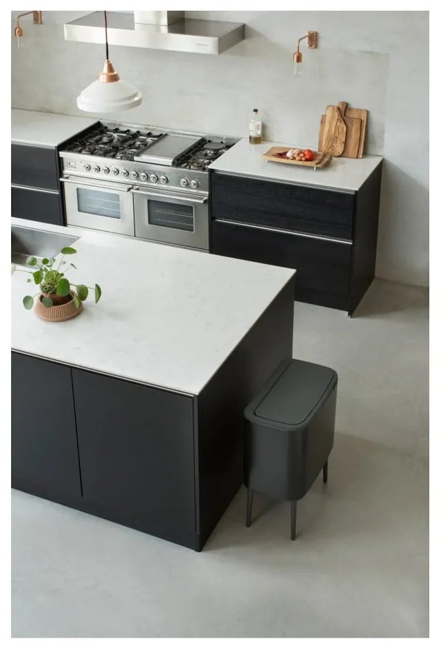 Cestino per la spazzatura in acciaio in nero opaco per raccolta differenziata/touch 34 l Bo Touch Bin – Brabantia