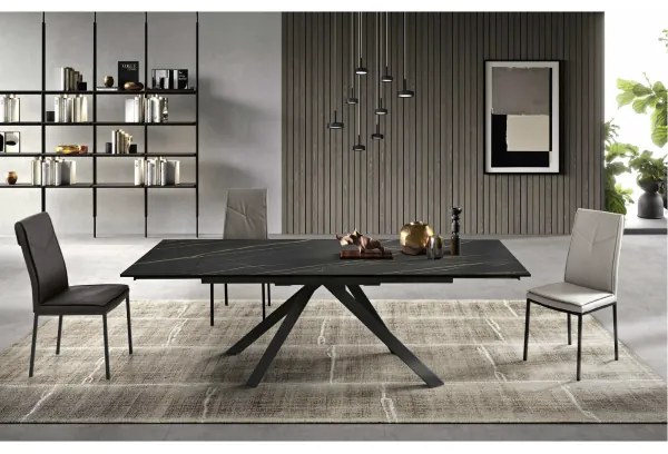Tavolo allungabile 240 cm piano grčs porcellanato NESTORE Nero
