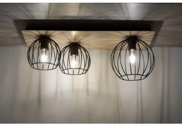 Lampadario a plafone CYBER 3xE27/60W/230V legno/nero