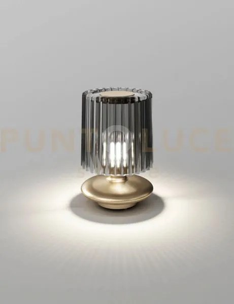 Tread lampada da tavolo fume' trasparente oro satinato 1 luce attac...