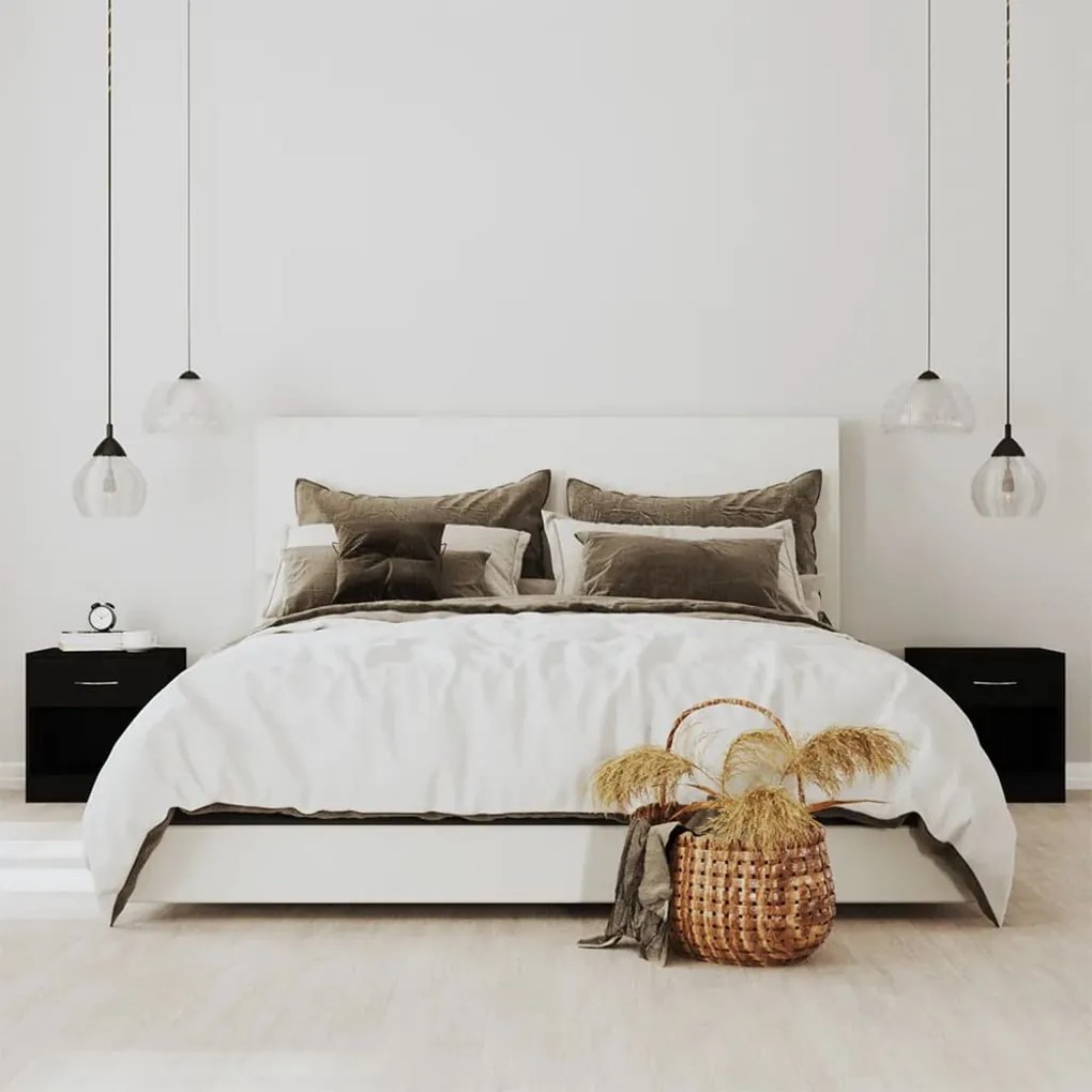 Comodini 2 Pz Con Cassetto Neri /