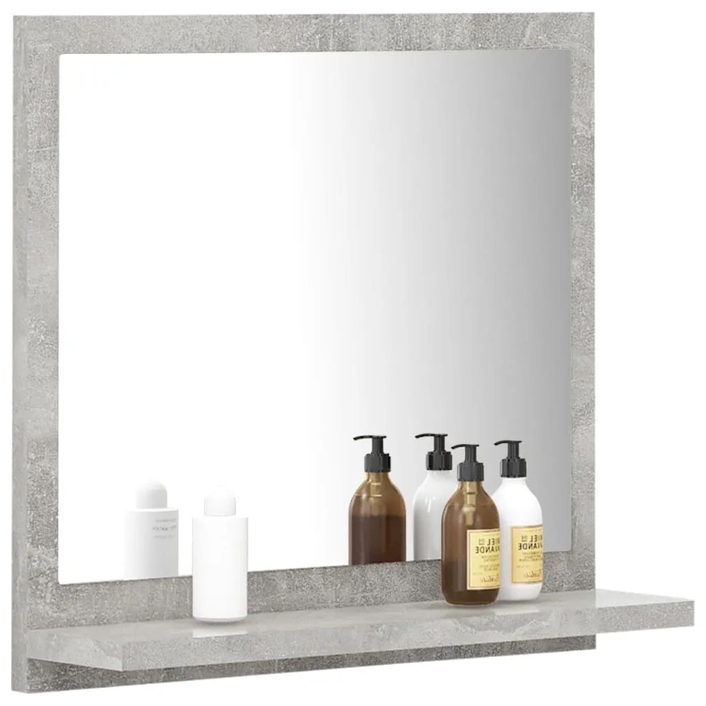 Specchio da bagno grigio cemento 40x10,5x37cm legno multistrato