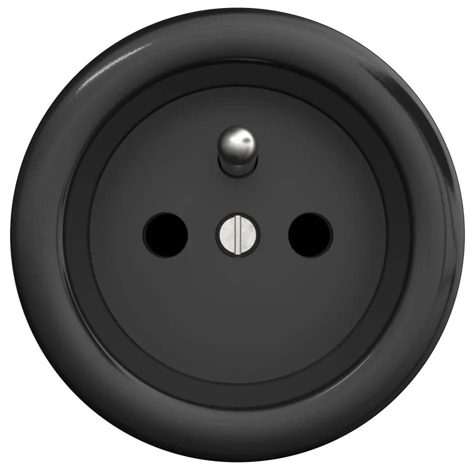 Kliklap - Presa murale retrò senza placca 230V nera