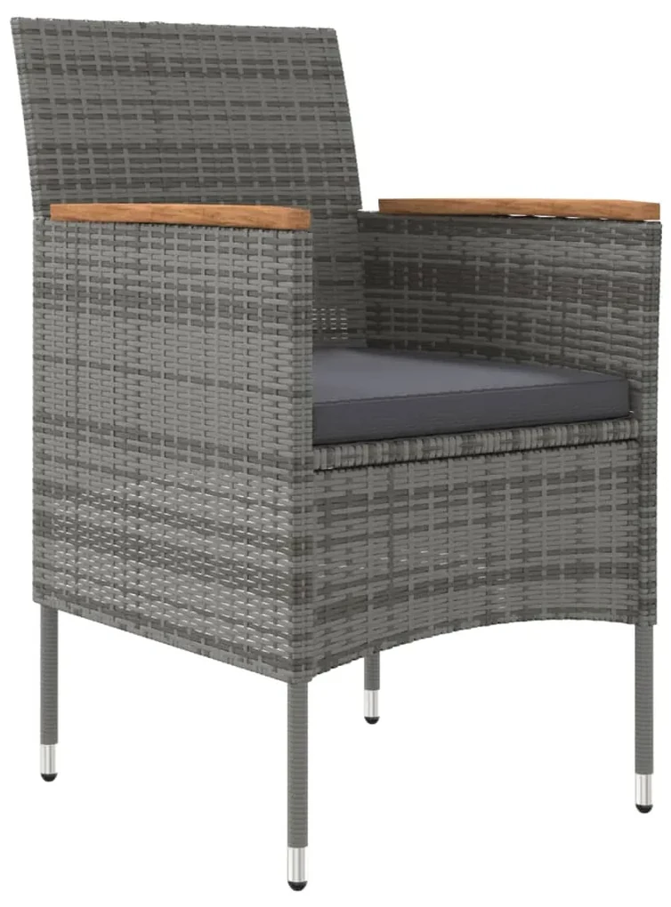 Set da pranzo per giardino 5 pz con cuscini grigio e nero