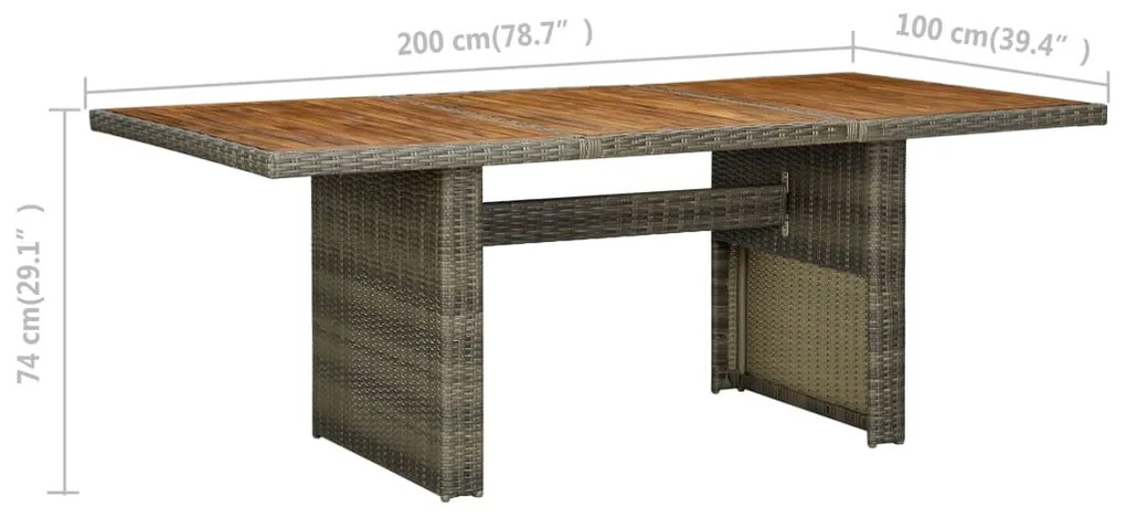 Set da Pranzo da Giardino 7 pz con Cuscini in Polyrattan Marrone