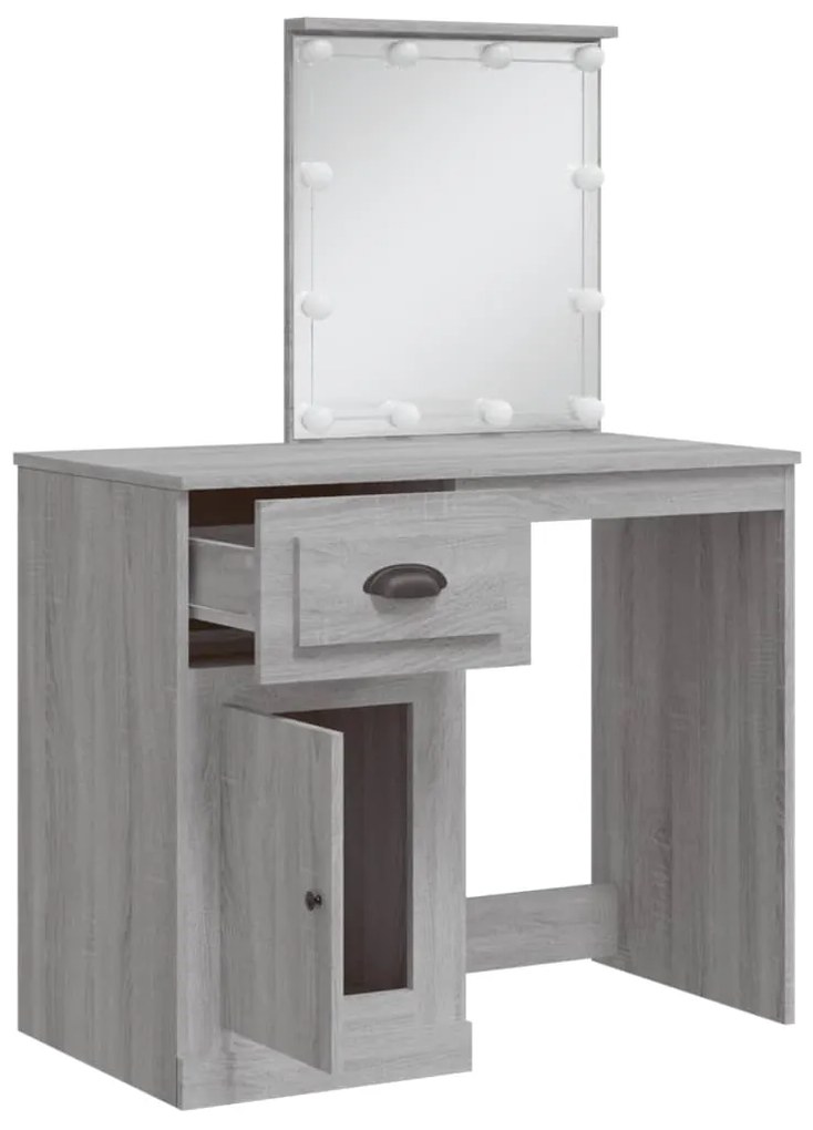 Toeletta con luci led grigio sonoma 90x42x132,5 cm