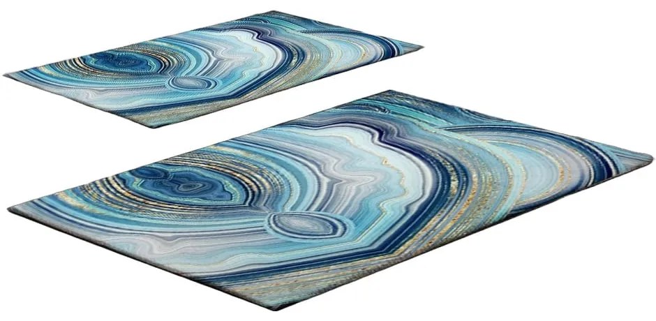 Set di tappetini per il bagno blu 2 pz 60x100 cm – Foutastic