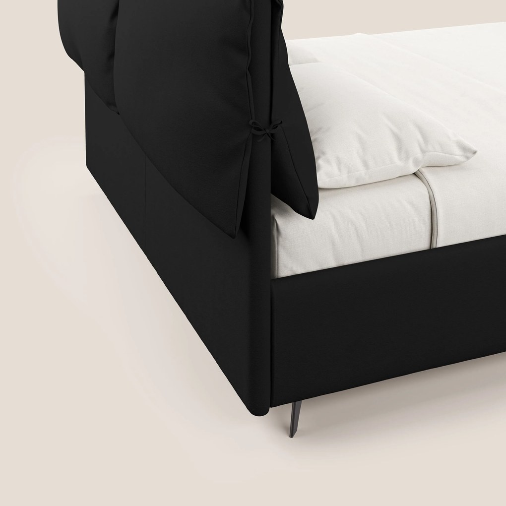 Susan letto imbottito contenitore completamente sfoderabile in microfibra smacchiabile T11 nero