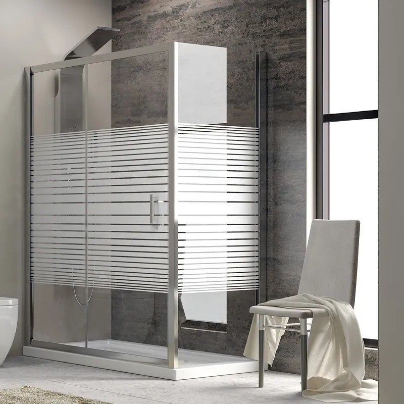 Kamalu - Box doccia 150x80 laterale fisso 80cm vetro serigrafato altezza 180cm | K410NS