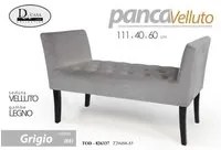 Panca in velluto grigio gambe in legno retro