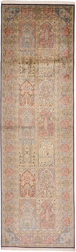 Cashmere Silk Tappeto 310x100 (Indian) Annodato A Mano