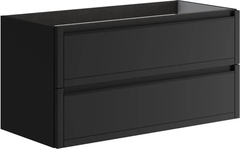 Mobile da bagno sospeso sotto lavabo L 99.5 x H 50 x P 45.5 cm antracite opaco, 2 cassetti TRATTO