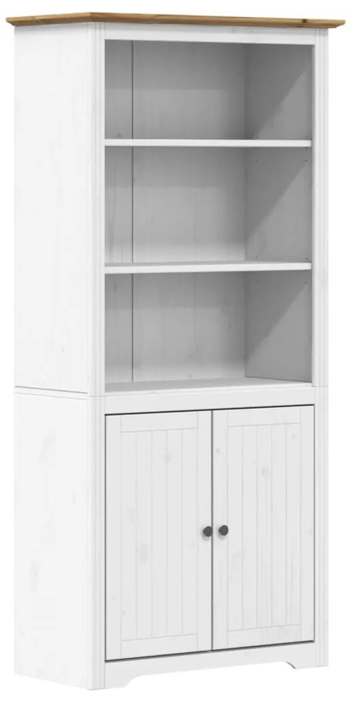 Libreria BODO 80x40x172 cm Legno Massello Pino Bianco e Marrone