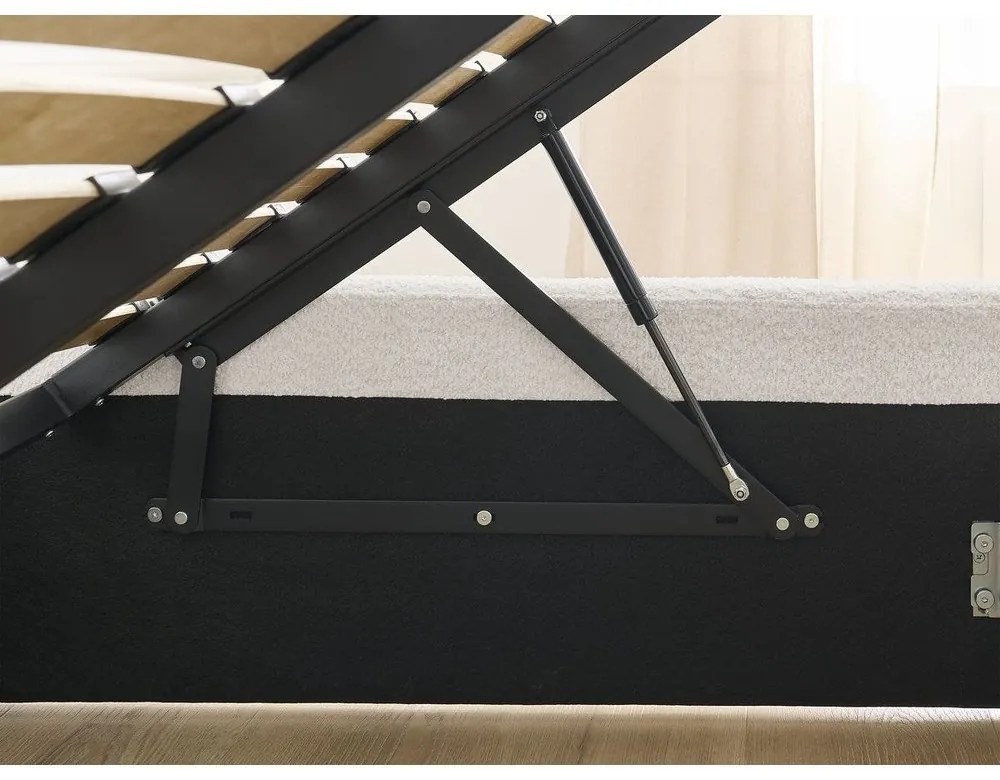 Letto matrimoniale imbottito bianco con contenitore/senza testiera con rete inclusa 180x200 cm Inera – Bobochic Paris