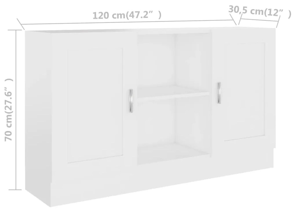 Credenza Bianca 120x30,5x70 cm in Legno Multistrato