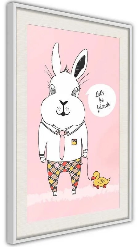 Poster  Friendly Bunny  Cornice Quadri Cornice nera con pass-partout, Larghezza x Altezza Home decor 20x30