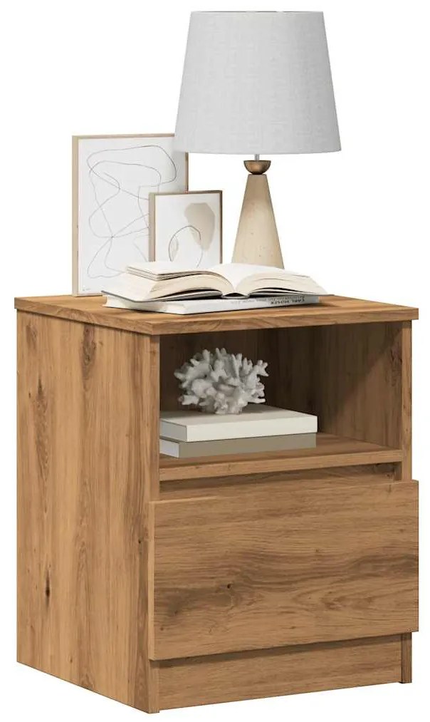 Comodini 2 Pz Rovere Artigianale 40x40x50 Cm Legno Multistrato /