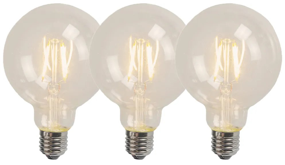 Set di 3 Lampadine a filamento LED E27 G95 4W 320lm 2700K