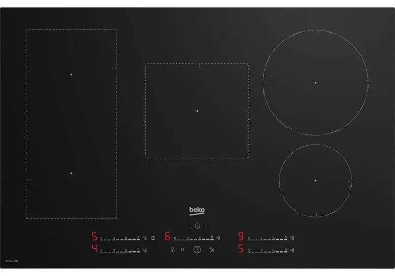 Beko HII85720UFT Piano Cottura Da Incasso 80 cm a Induzione 5 Fornelli Nero