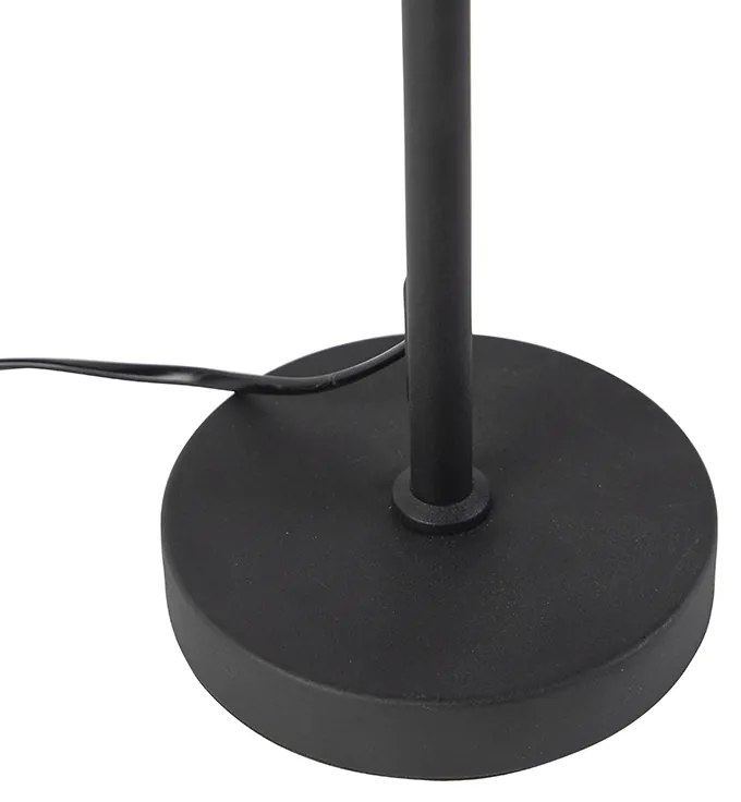 Lampada da Tavolo Nera con Paralume in Velluto, Motivo Foglie e Interno Oro - Parte