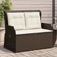 Panca Reclinabile da Giardino con Cuscini Marrone in Polyrattan 368956