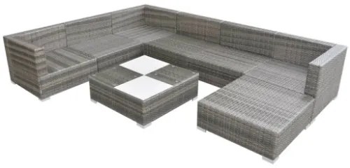 Set Divani da Giardino 8 pz con Cuscini in Polyrattan Grigio