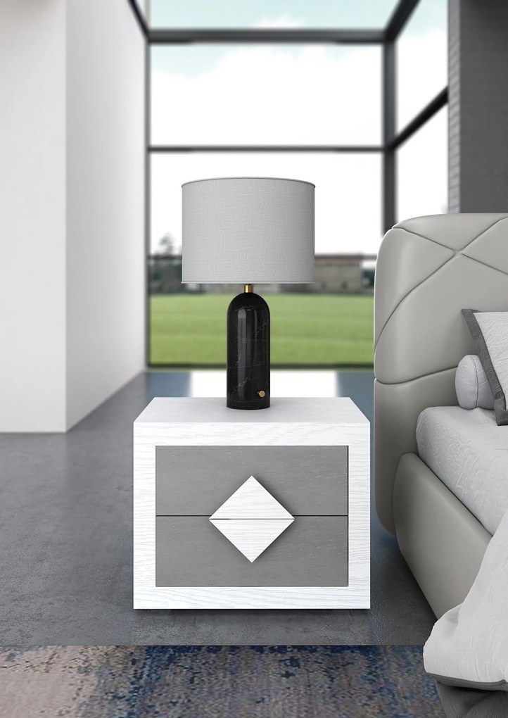 Camera Matrimoniale Ancy Frassino Bianco Cemento Specchio