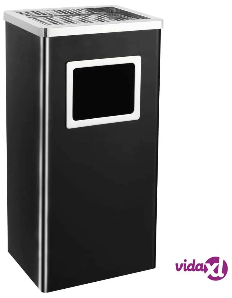 vidaXL Pattumiera con Posacenere da Albergo 45 L Acciaio Nero